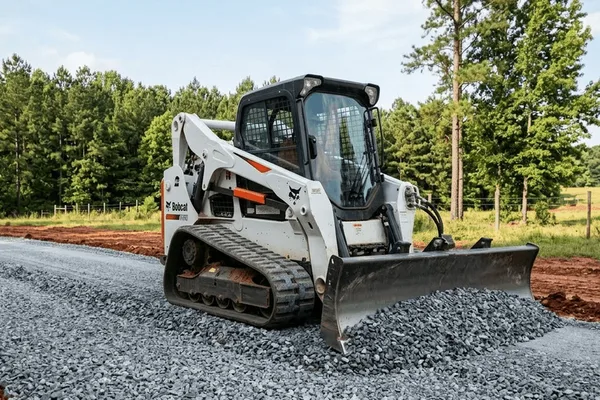 Driveway grading equipment regrading a gravel surface in Bulloch County